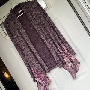 Like new LOGO space-dye open front cardigan W Chiffon